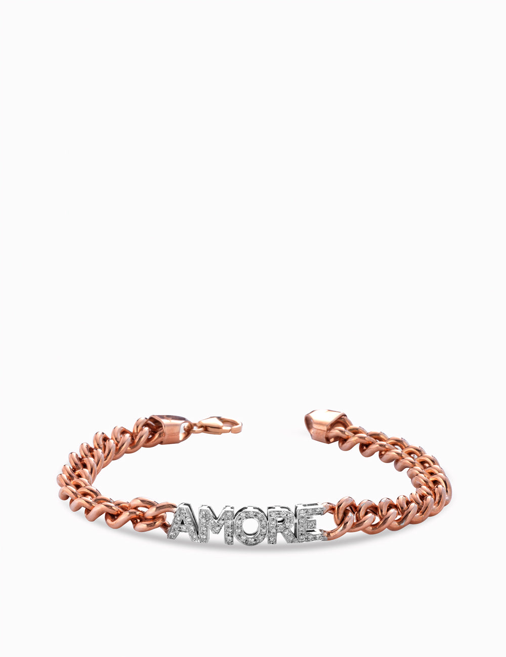 BRACCIALE GRUMETTA CON SCRITTA DI DIAMANTI IN ORO ROSA