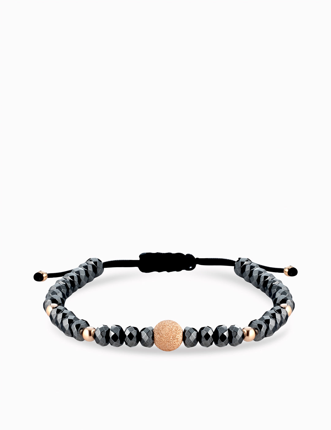 bracciale con sfere oro rosa in ematite grigia grande