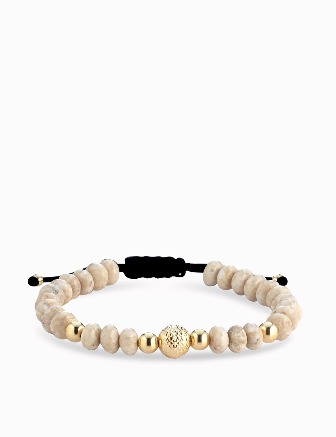 bracciale con sfere oro giallo in ematite bianca