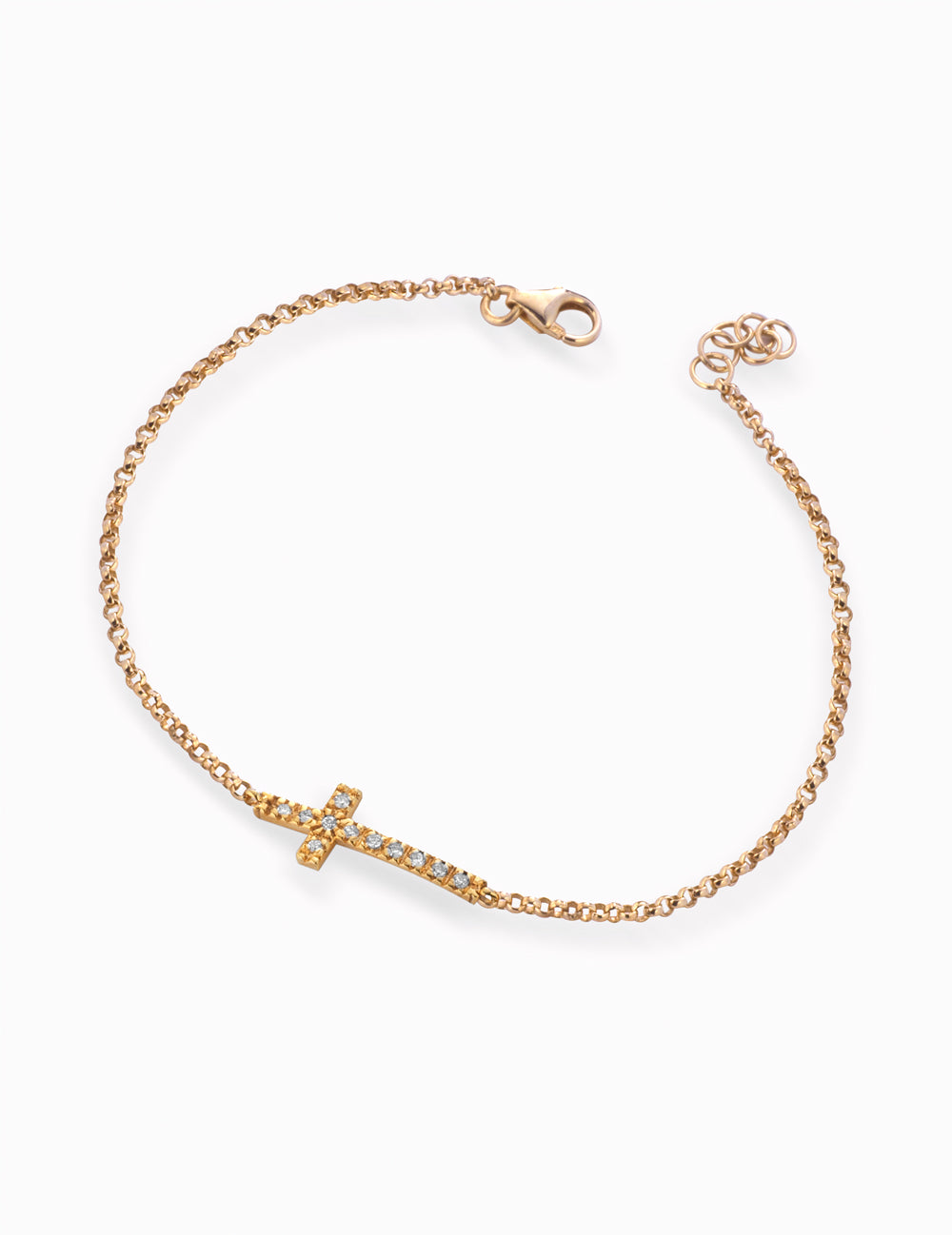 BRACCIALE IN ORO GIALLO CON CROCE DI DIAMANTI