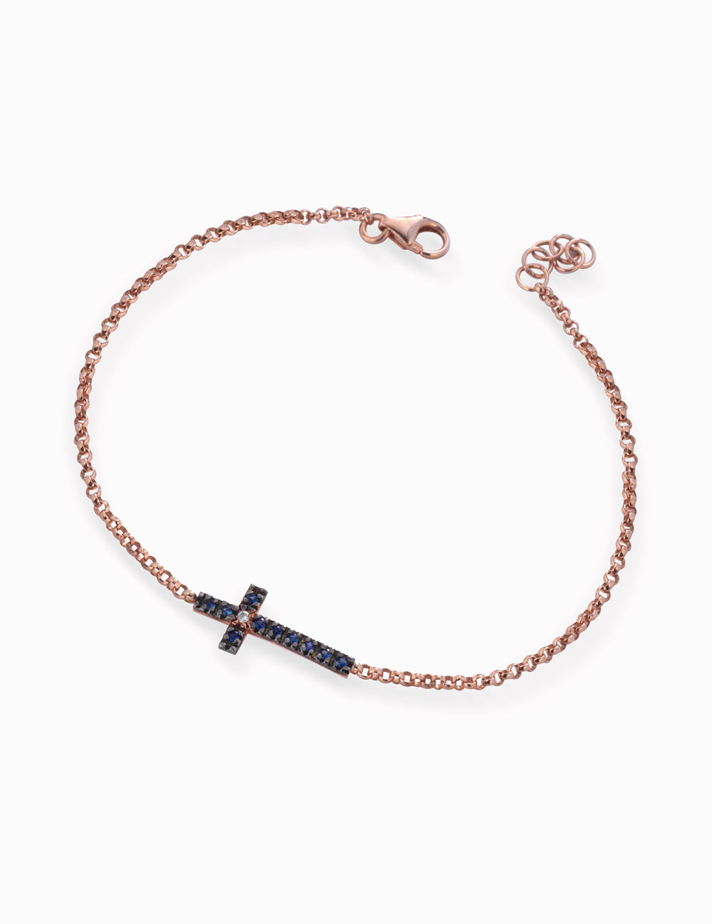 BRACCIALE IN ORO ROSA CON DIAMANTINO CENTRALE E ZAFFIRI