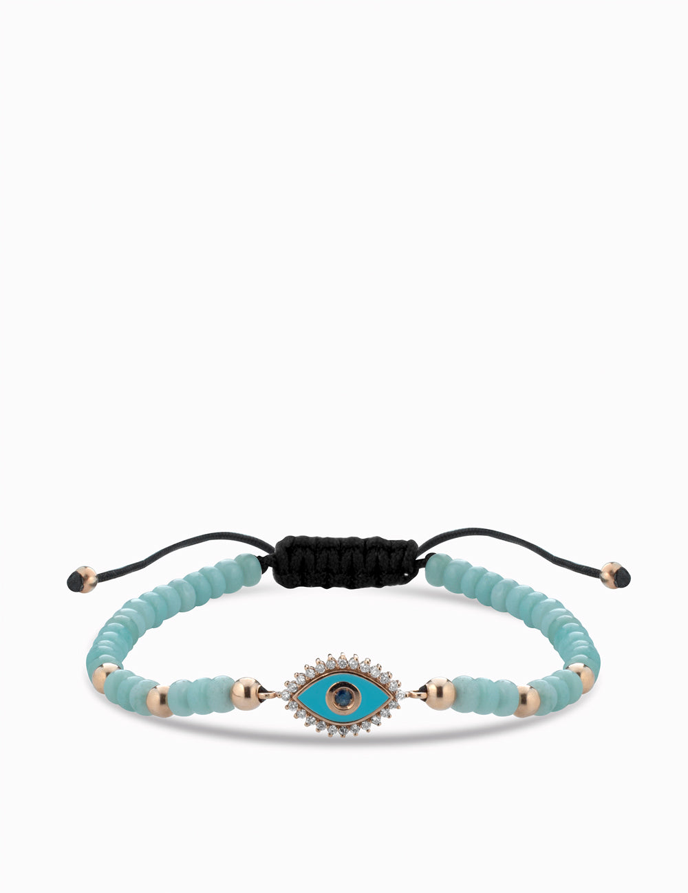 bracciale occhio con ematite oro rosa zaffiro centrale e diamanti