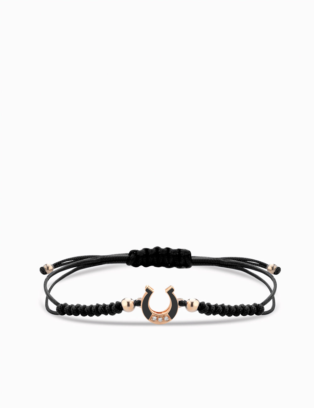 Bracciale laccio con ferro di cavallo smaltato e diamanti