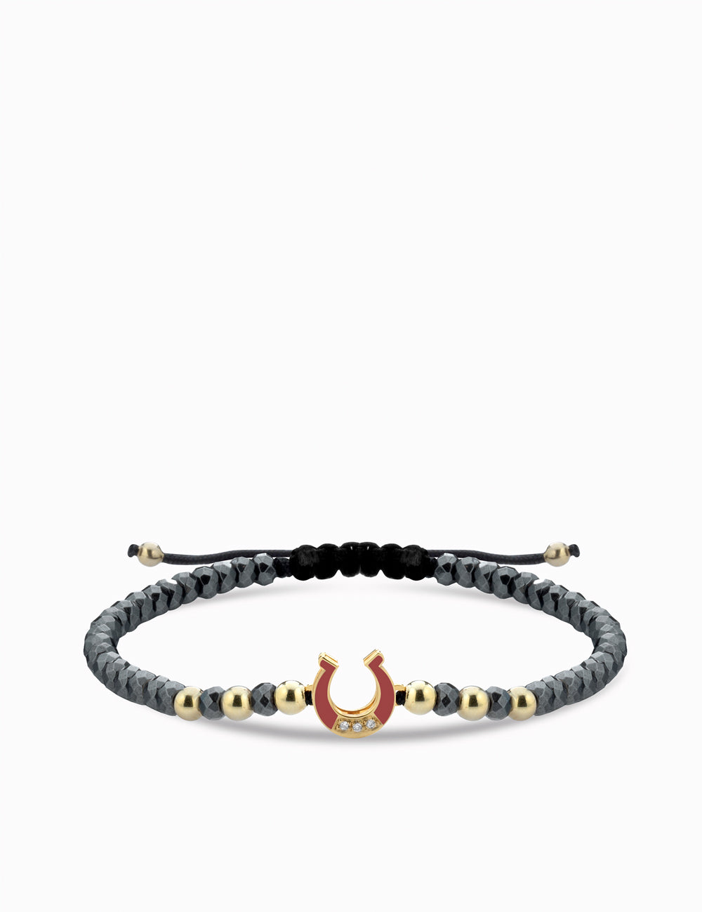 BRACCIALE EMATITE CON FERRO DI CAVALLO SMALTATO E DIAMANTI