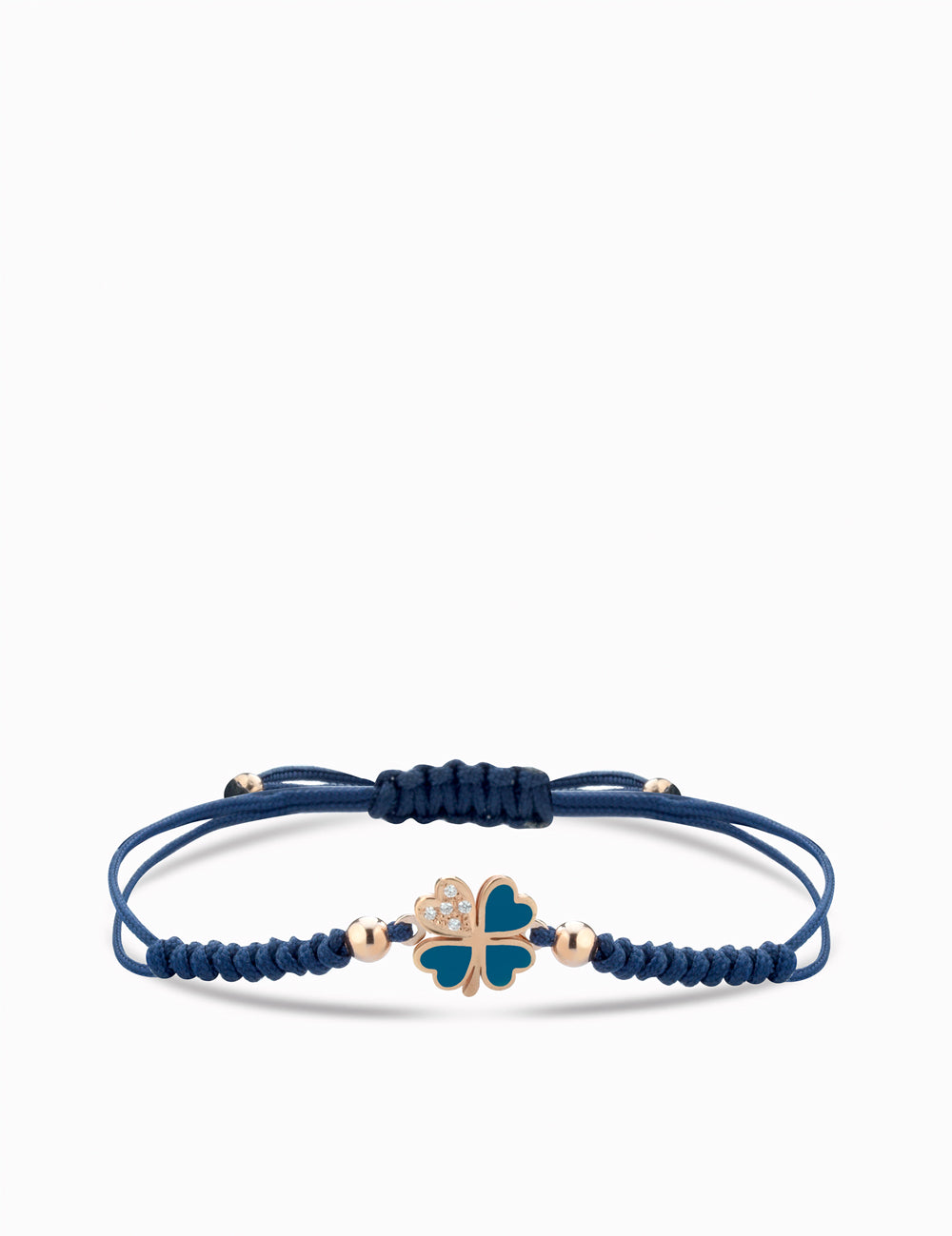 BRACCIALE LACCIO CON QUADRIFOGLIO SMALTATO E DIAMANTI