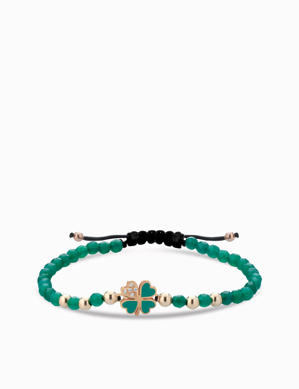 BRACCIALE EMATITE CON QUADRIFOGLIO SMALTATO E DIAMANTI