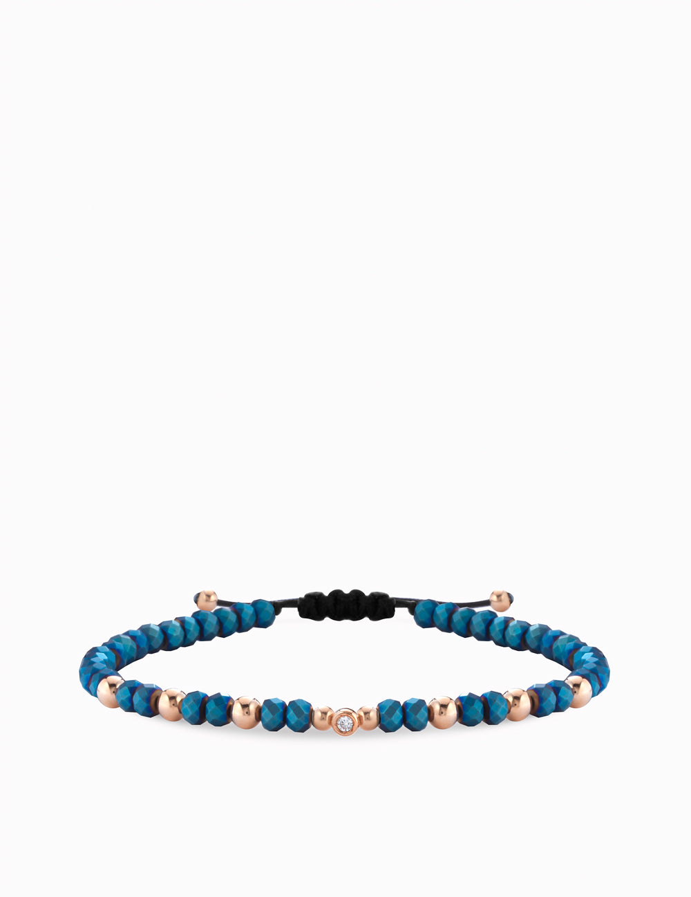 BRACCIALE IN ORO ROSA CON DIAMANTINO ED EMATITE BLU