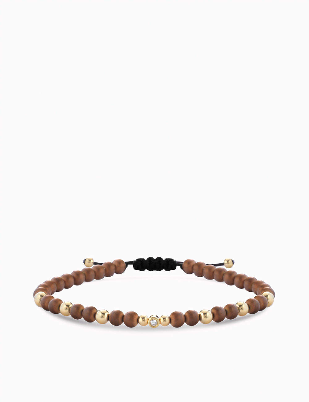 BRACCIALE IN ORO GIALLO CON DIAMANTINO E ONICE MARRONE