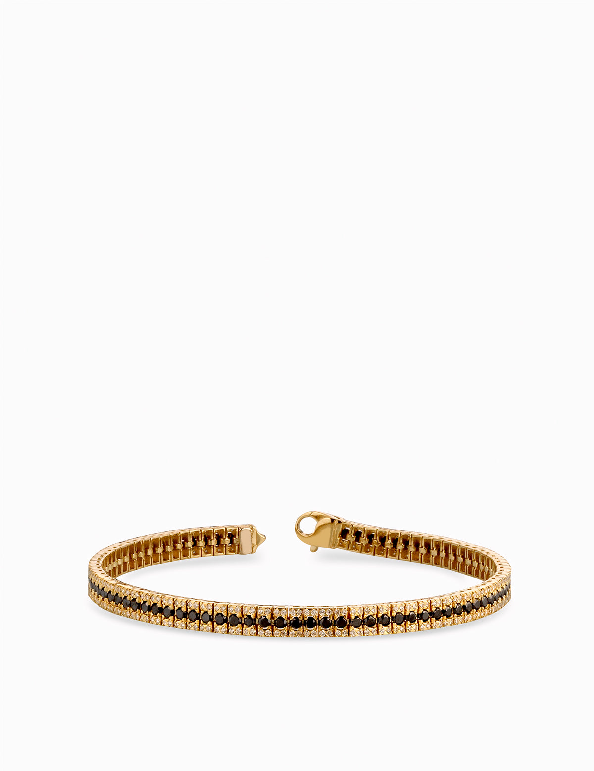 BRACCIALE TENNIS IN ORO GIALLO CON DIAMANTI BIANCHI E DIAMANTI NERI