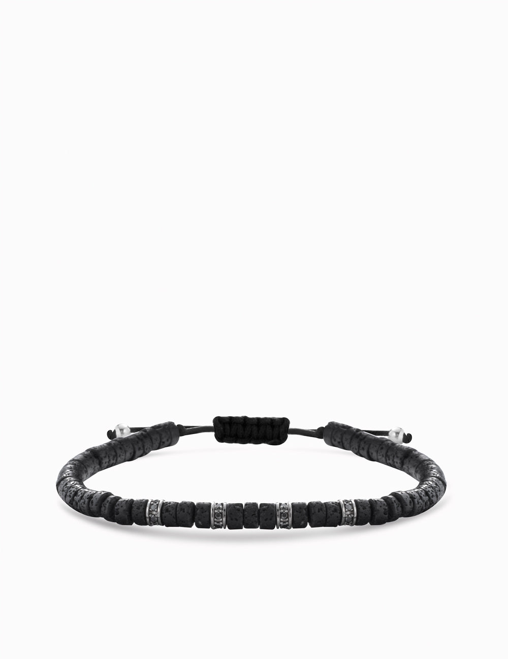 BRACCIALE IN ORO BIANCO CON DIAMANTI NERI ED EMATITE NERA