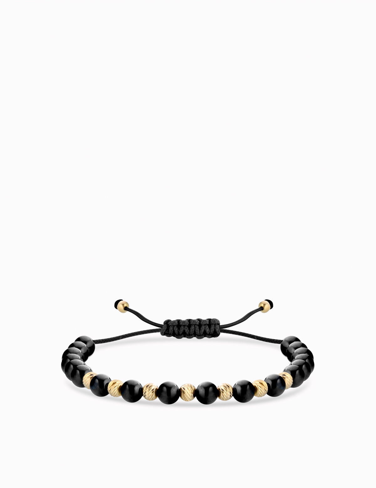 BRACCIALE LACCIO CON CERAMICA NERA IN ORO GIALLO CON PALLINE DIAMANTATE
