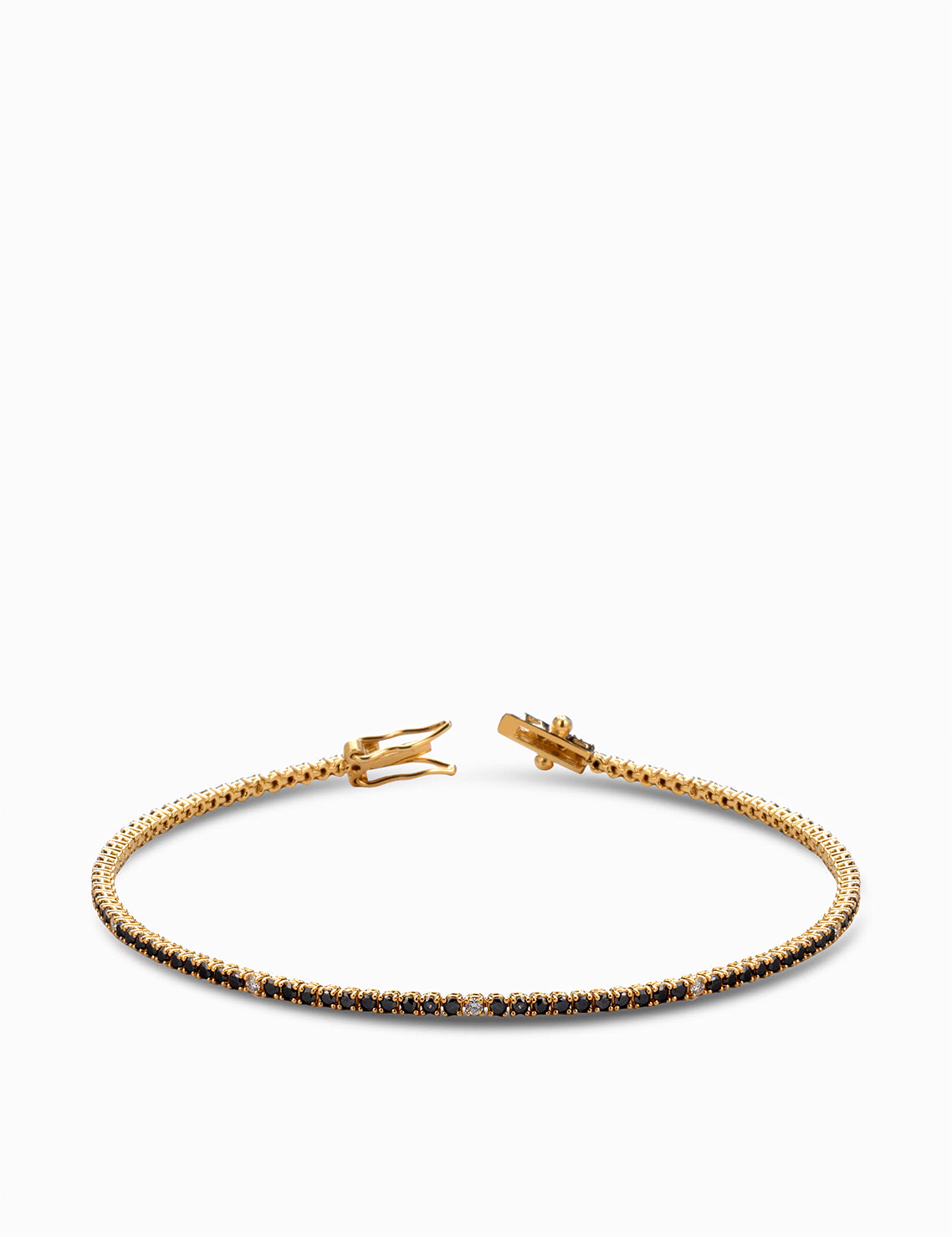 tennis con diamanti bianchi e diamanti neri oro giallo