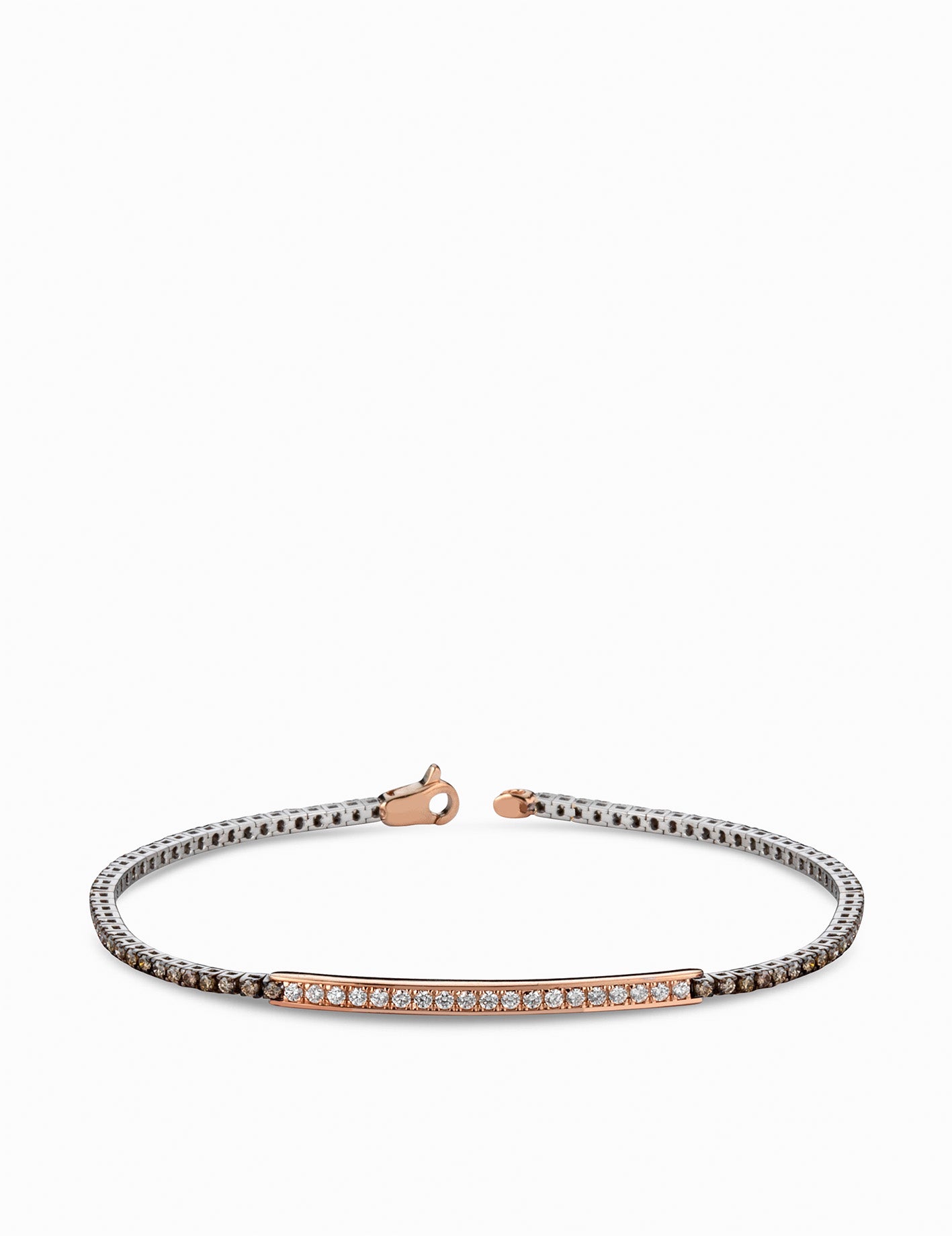 bracciale tennis con centrale diamanti e laterlai brown