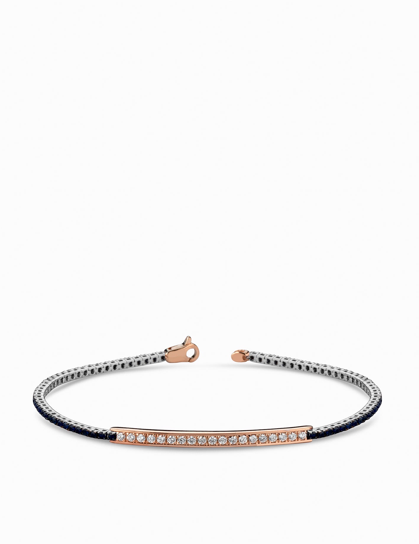 bracciale tennis con centrale diamanti e laterali zaffiri