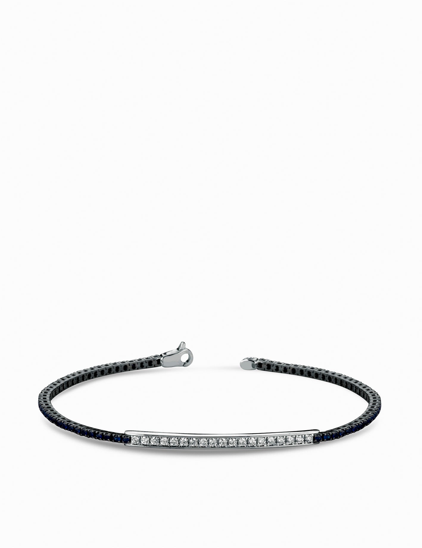 bracciale tennis con centrale diamanti e zaffiri laterali