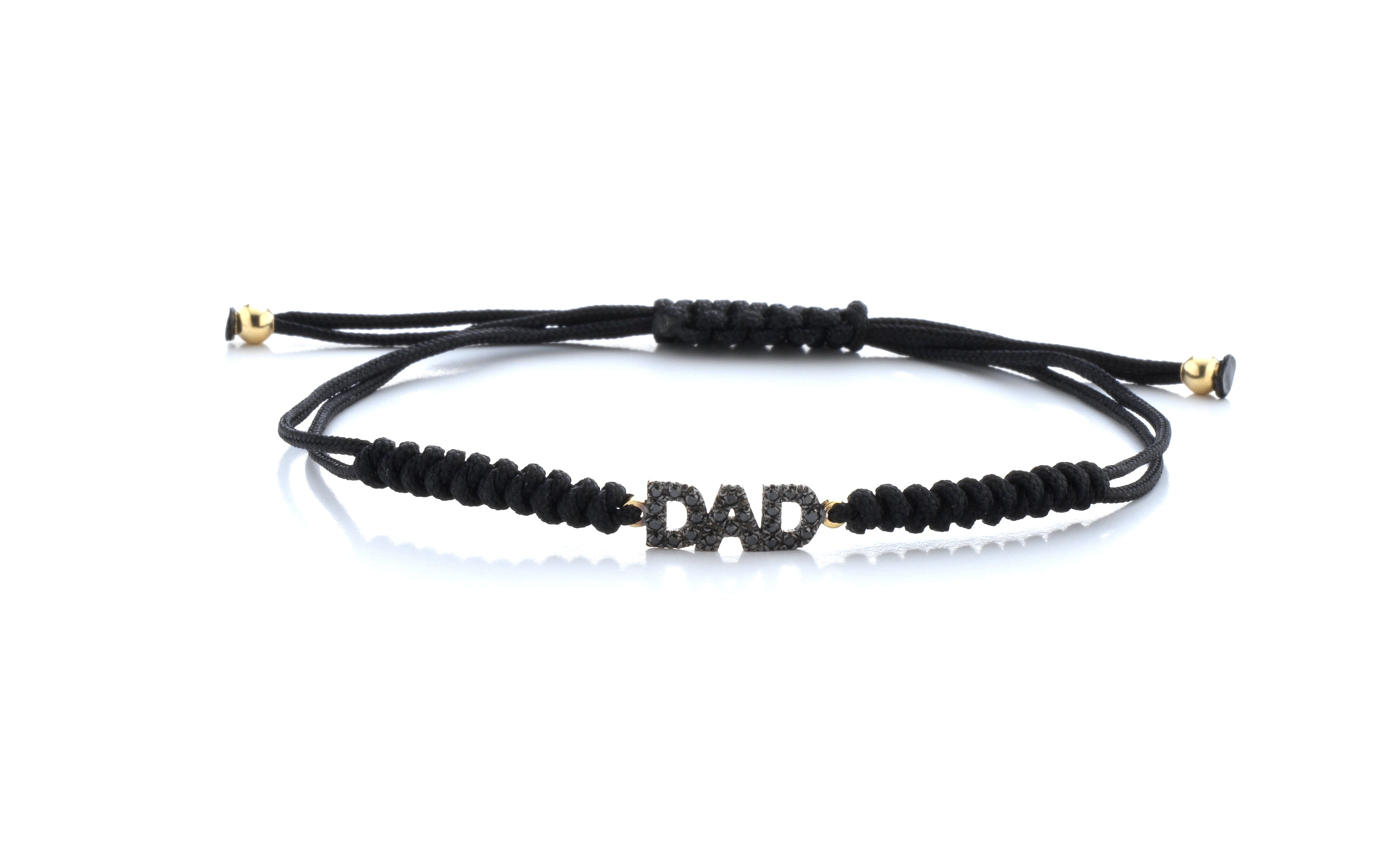 bracciale con laccio e scritta in oro 18kt e diamanti