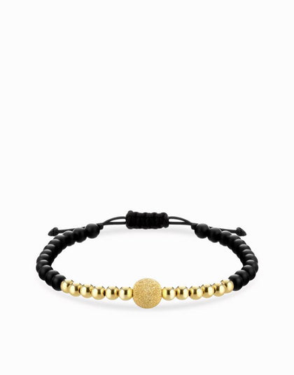 Bracciale a laccio con sfere in onice e oro giallo Dalù Gioielli 