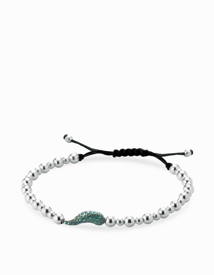 Bracciale con corno di smeraldi, con sfere in oro bianco Dalù Gioielli 