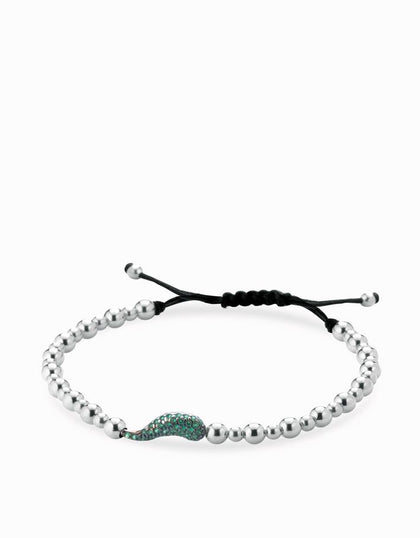 Bracciale con corno di smeraldi, con sfere in oro bianco Dalù Gioielli 
