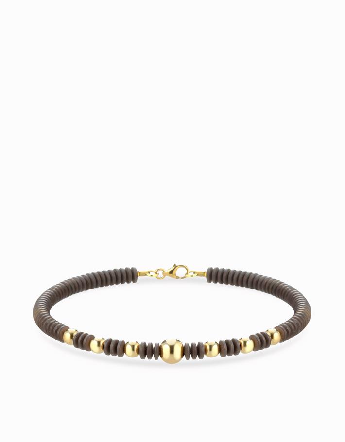 Bracciale con sfere in ematite nera e oro giallo Dalù Gioielli 