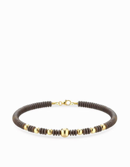 Bracciale con sfere in ematite nera e oro giallo Dalù Gioielli 