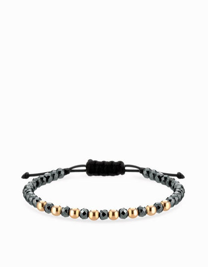 Bracciale con sfere in ematite nera e oro rosa Dalù Gioielli 