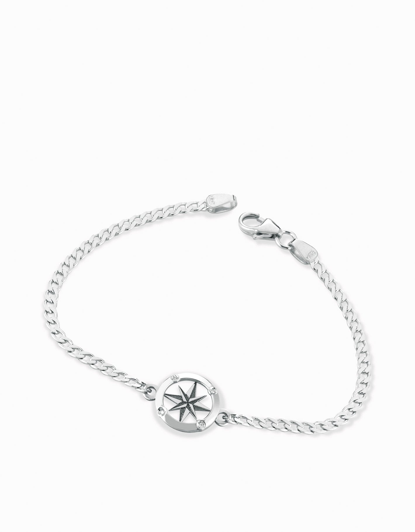 Bracciale in maglia groumette rosa dei venti in oro bianco e diamanti Dalù Gioielli 