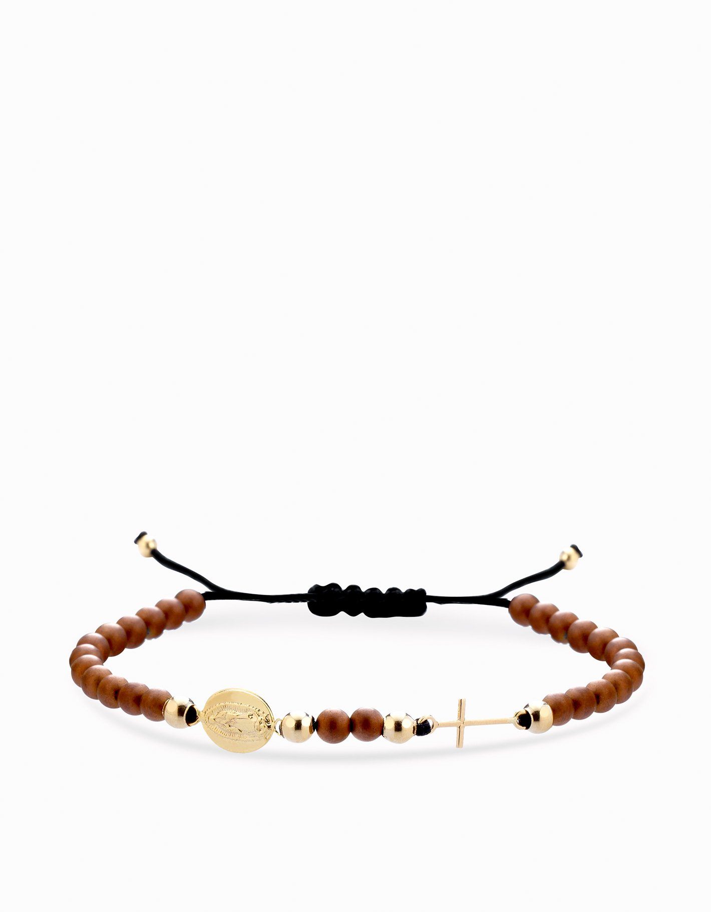 Bracciale in onice marrone con rosario in oro giallo Dalù Gioielli 