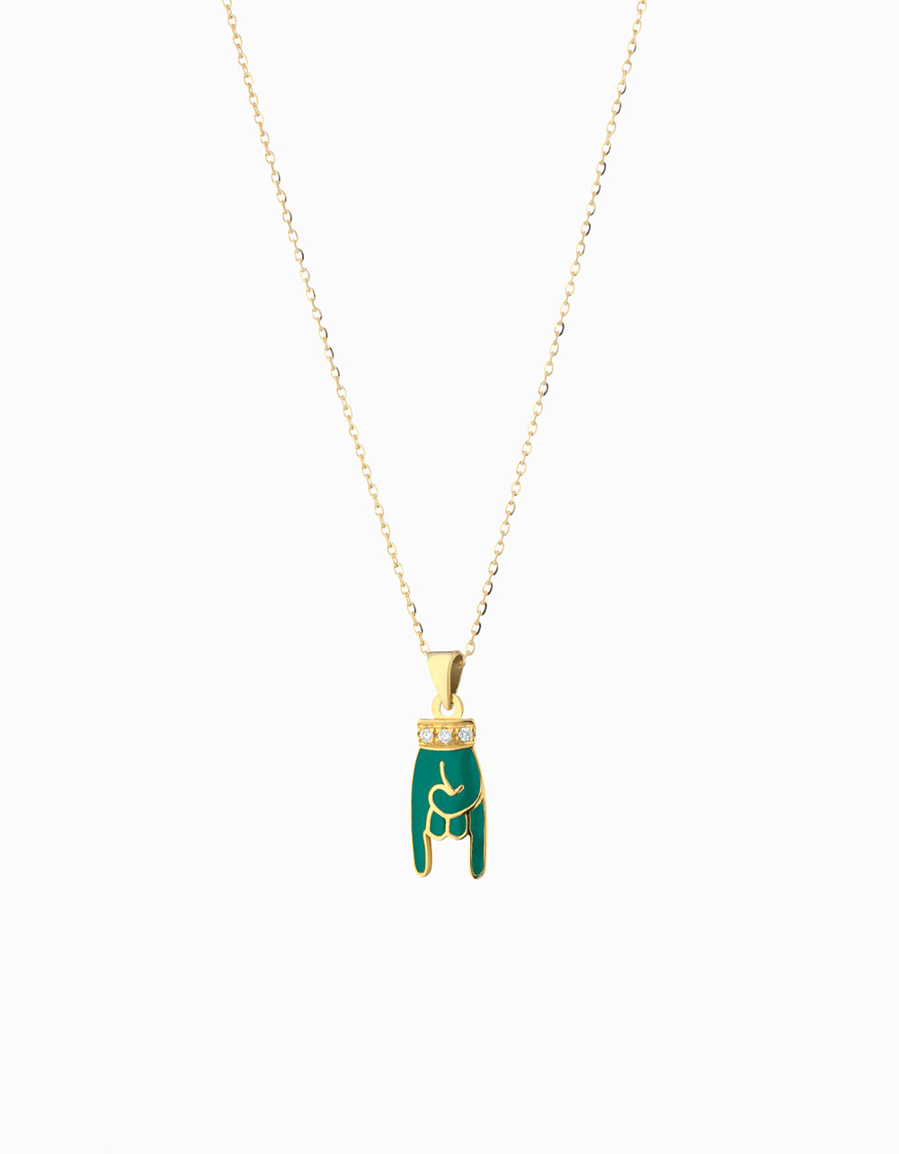 Ciondolo in oro giallo con lucky  smaltato verde e diamanti