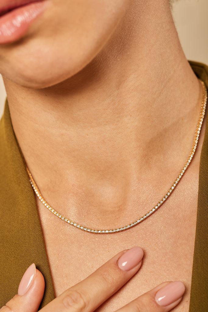 collana tennis in oro giallo e diamanti – Dalù Gioielli