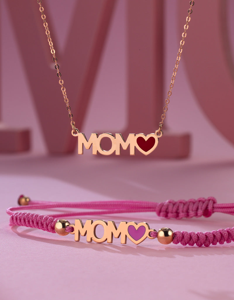 bracciale con laccio e scritta MOM