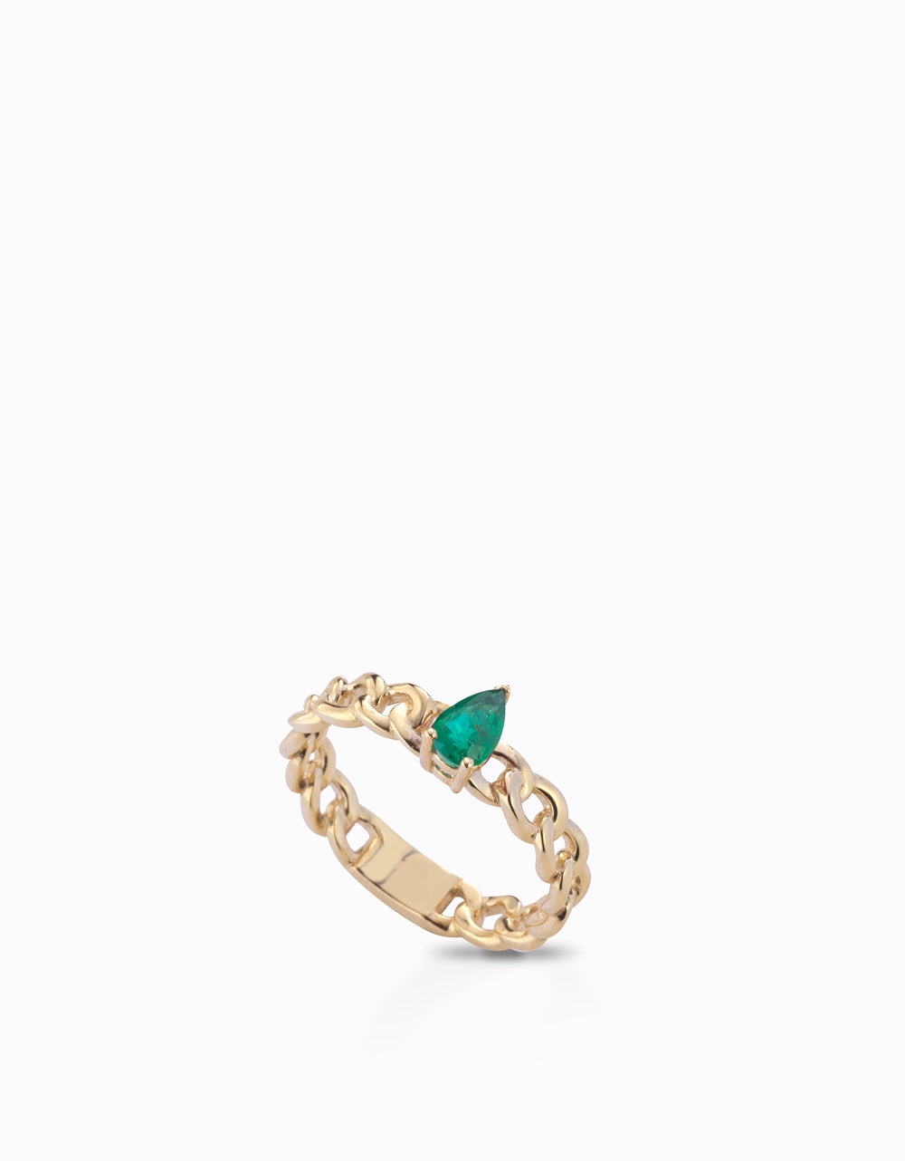 ANELLO IN ORO GIALLO CON DIAMANTI E SMERALDO CENTRALE A GOCCIA