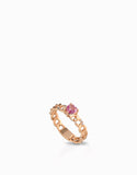 Anello grumetta con cuore centrale zaffiro rosa e diamanti in oro rosa