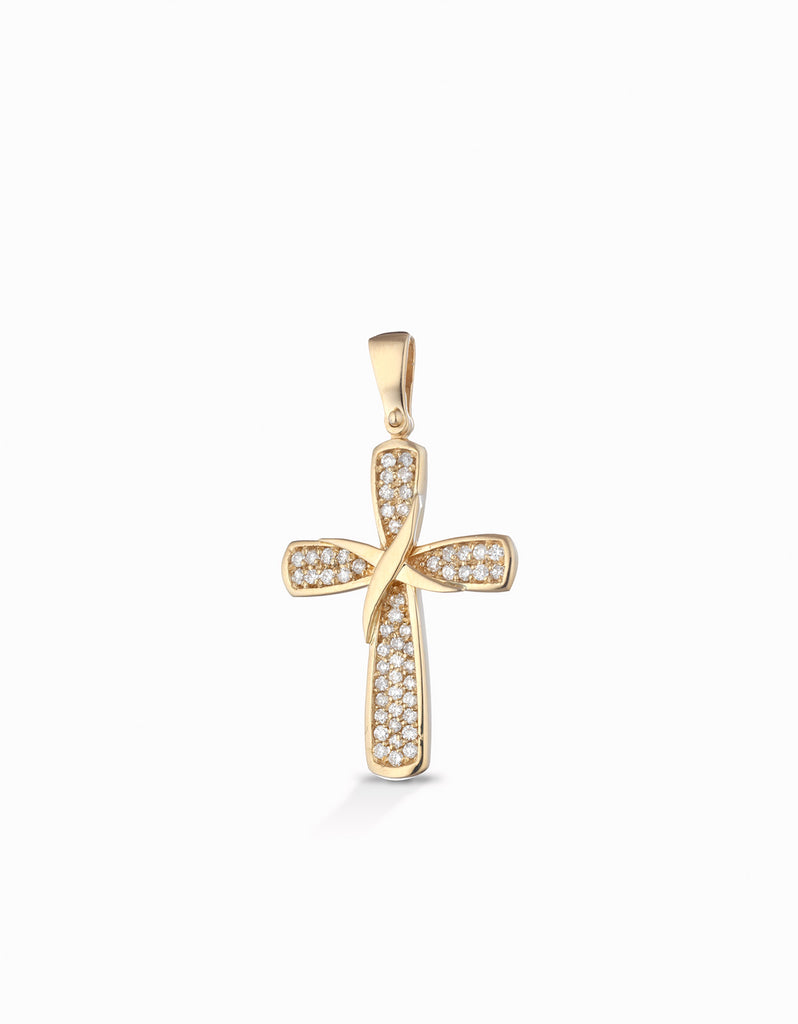 Croce in oro giallo con diamanti