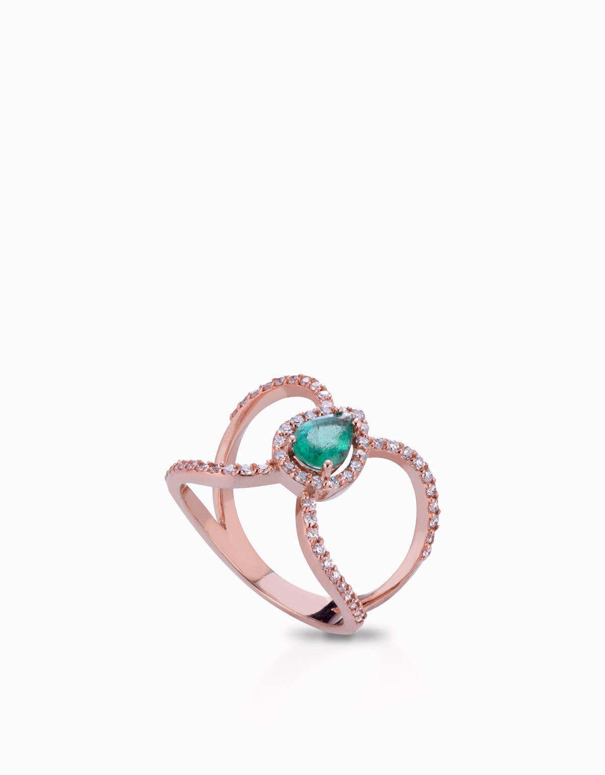 ANELLO INCROCIO CON GOCCIA SMERALDO