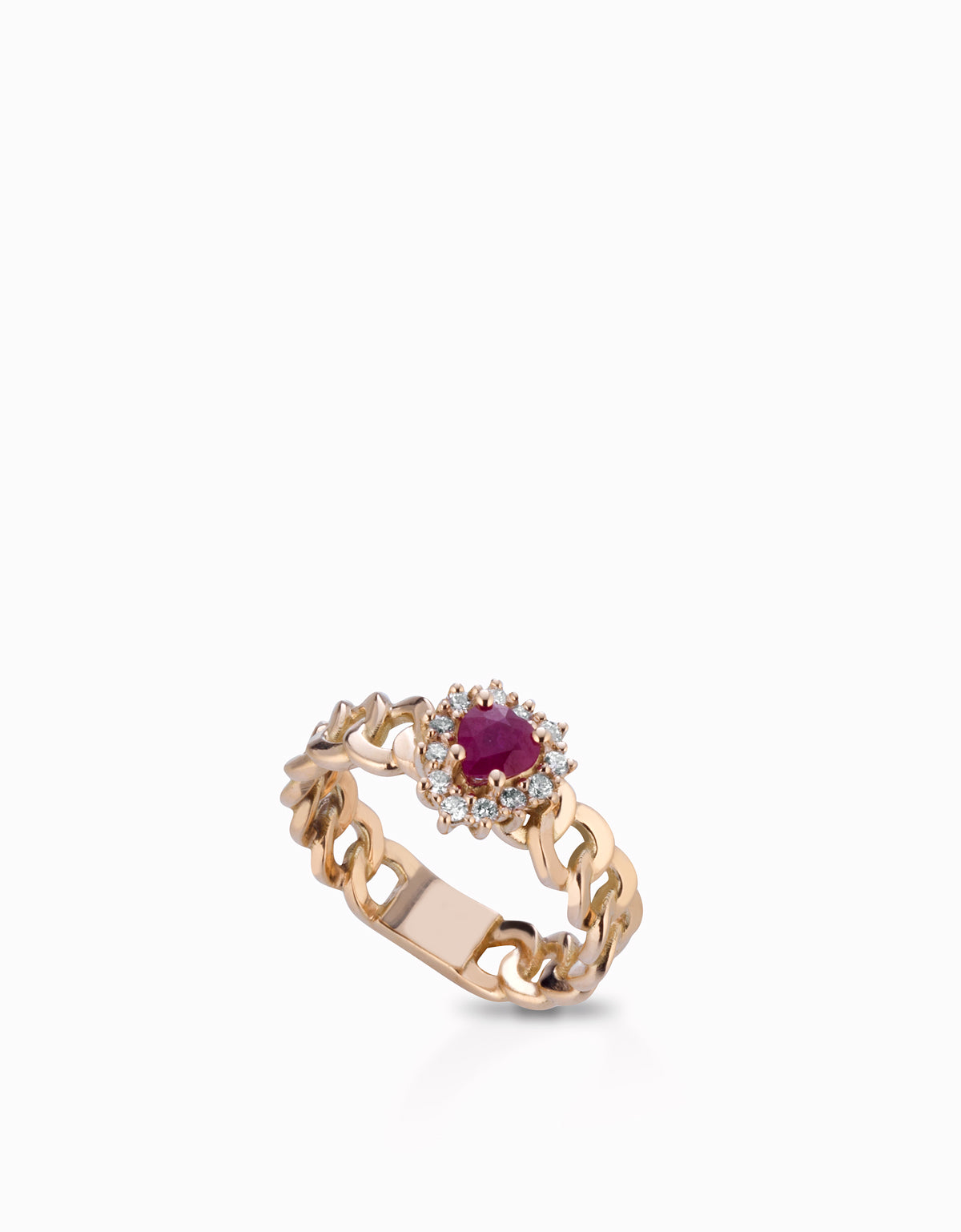ANELLO GROUMETTE CON CUORE RUBINO