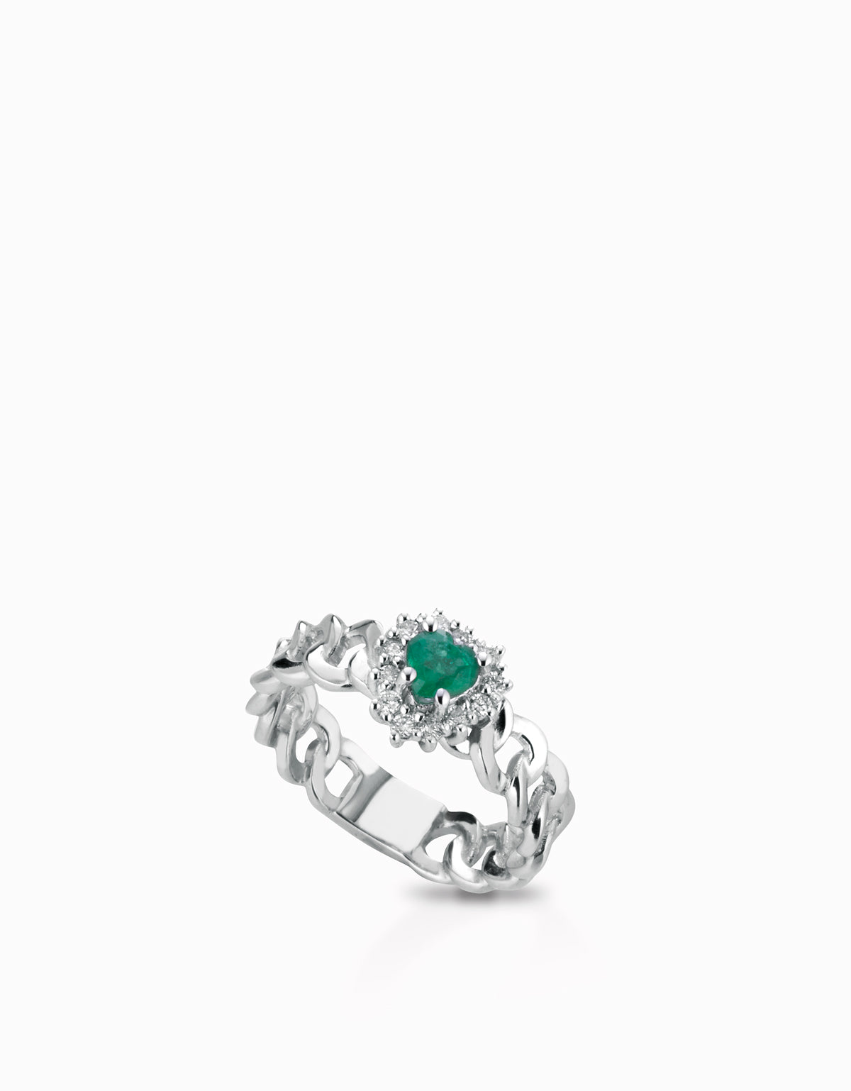 ANELLO GROUMETTE CON CUORE SMERALDO