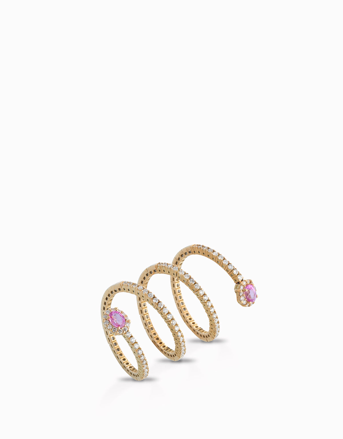 ANELLO SNAKE CON DIAMANTI E ZAFFIRI ROSA IN ORO GIALLO