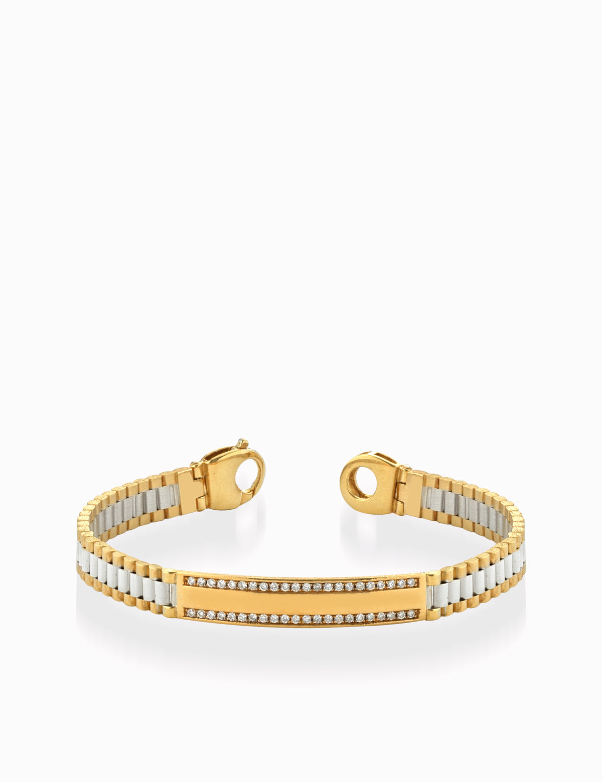 bracciale uomo con cinturino in oro bicolore e diamanti