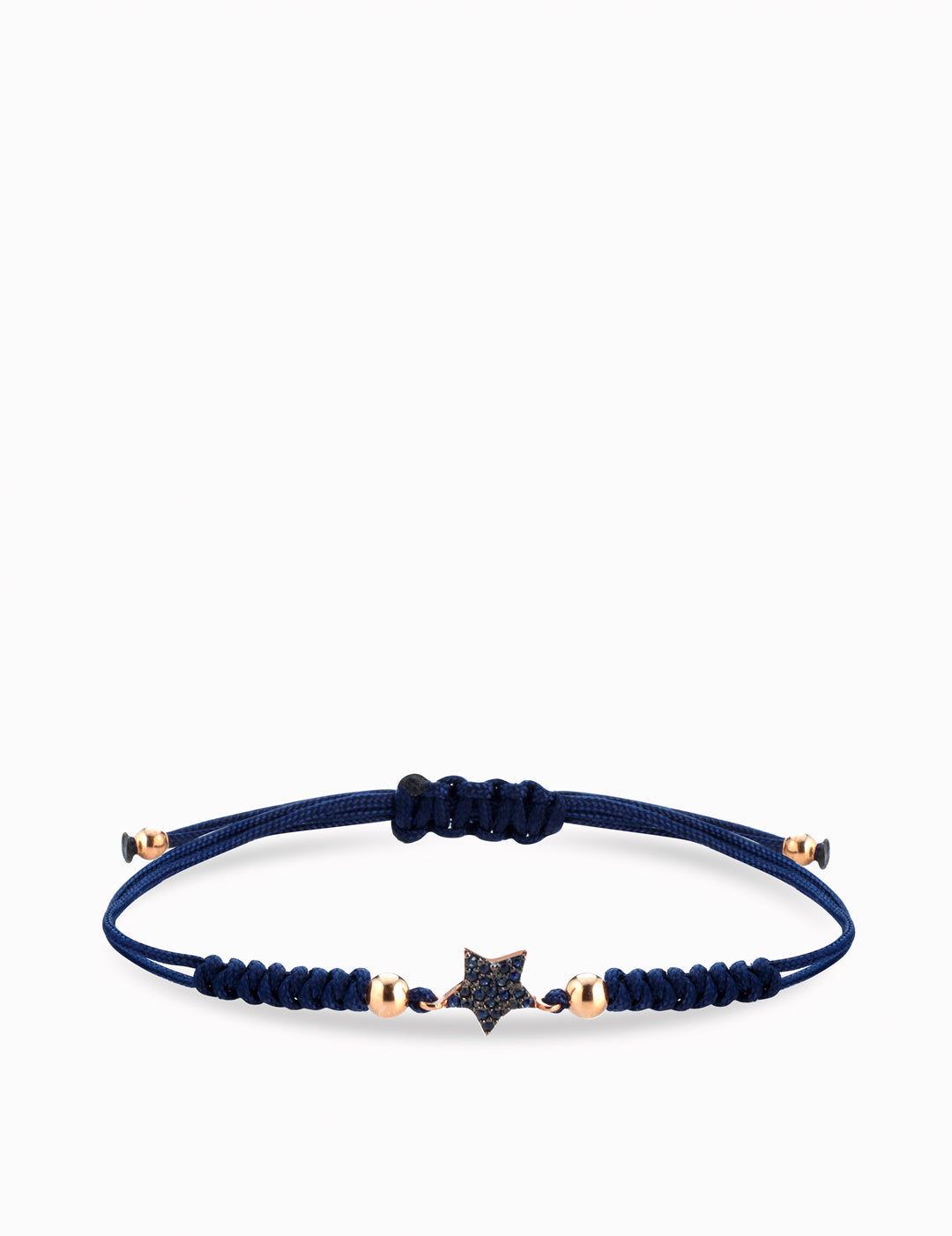 bracciale laccio con stella e sfere in oro rosa con zaffiri