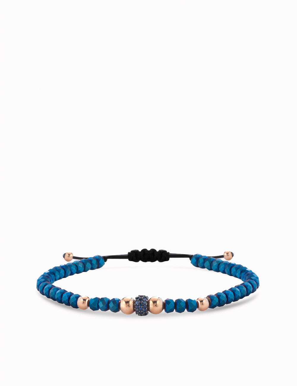 BRACCIALE IN ORO ROSA CON RONDELLA DI ZAFFIRI ED EMATITE BLU