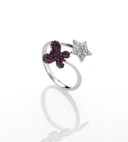 anello minimal con farfalla e stella