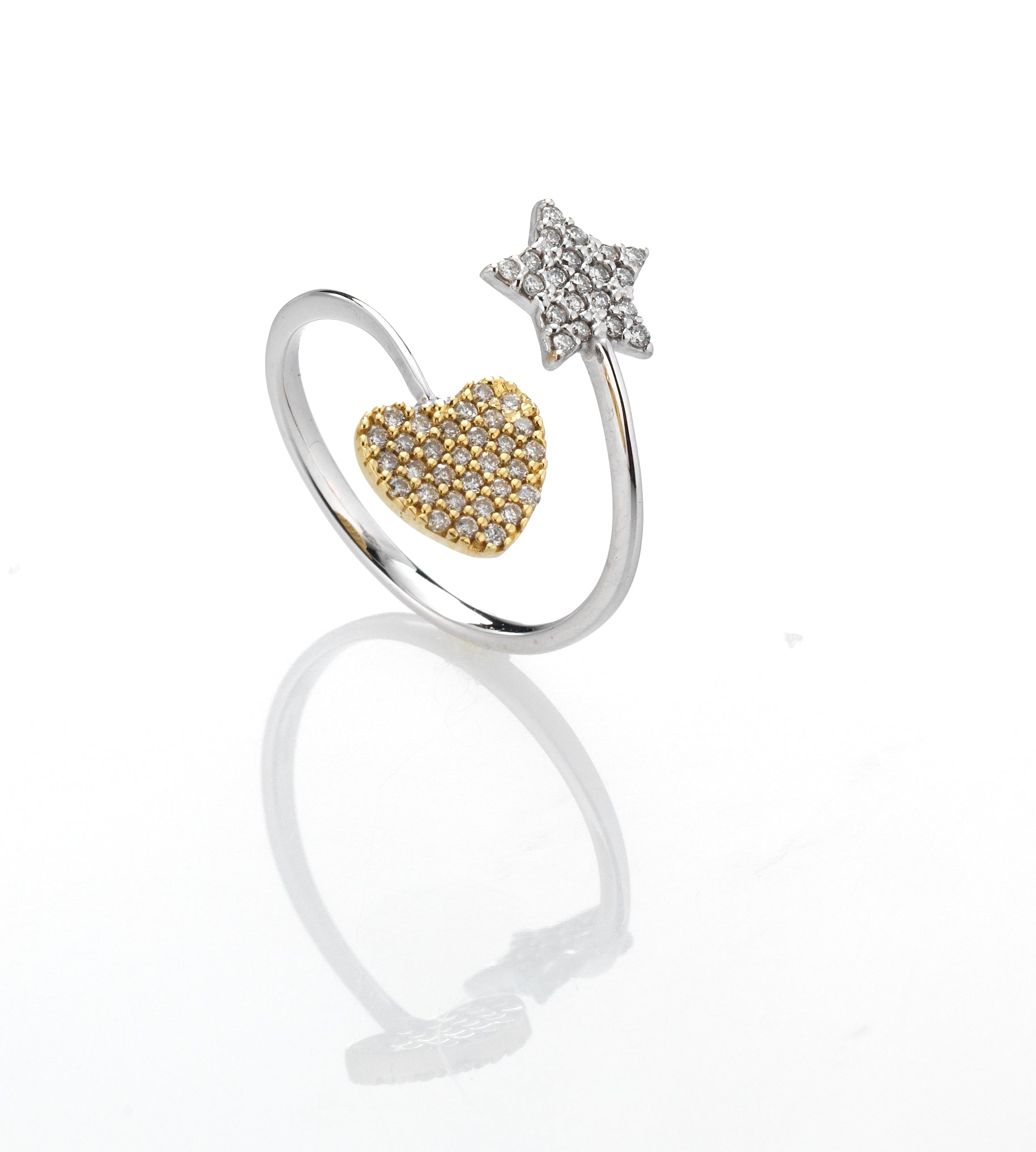 anello minimal con cuore e stella