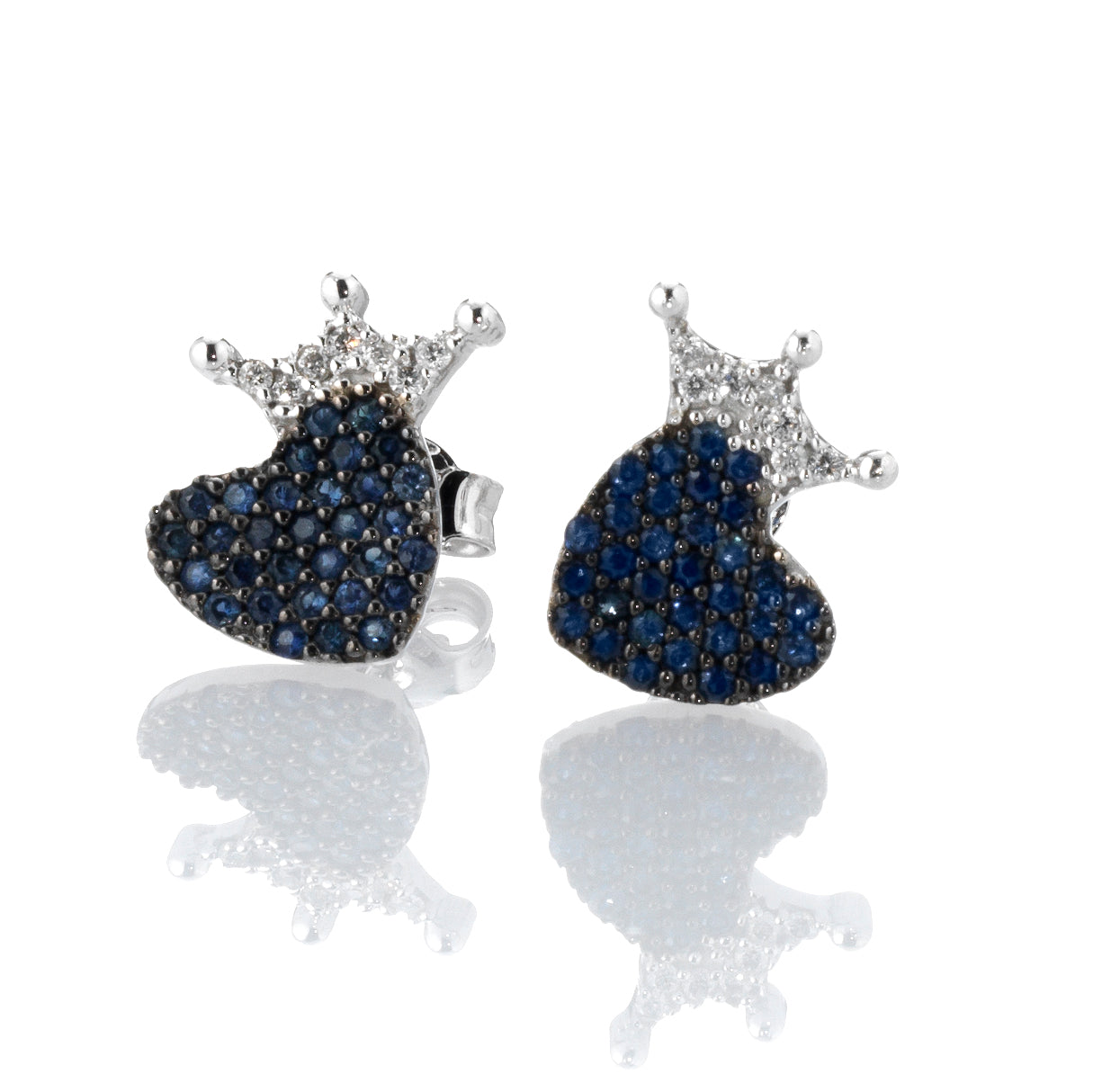 orecchini minimal cuore con corona