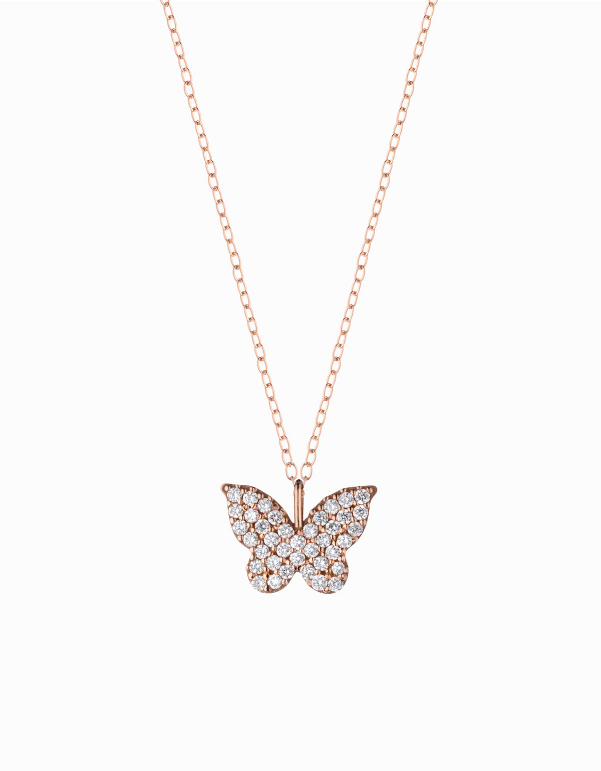 ciondolo farfalla piccolo in oro rosa con diamanti