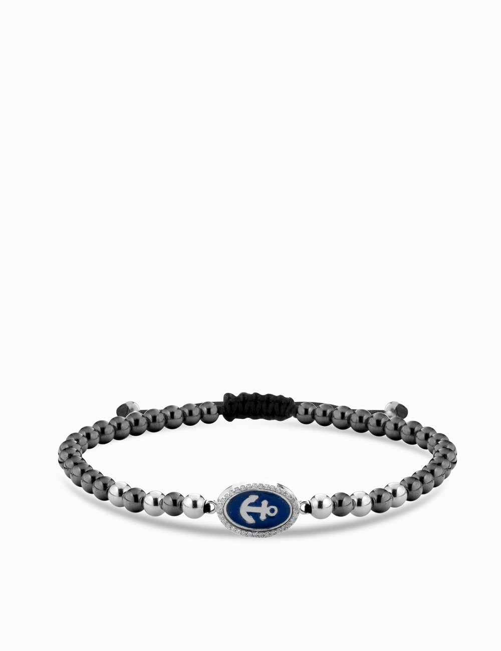 bracciale ancora smaltata blu oro bianco con ematite e diamanti
