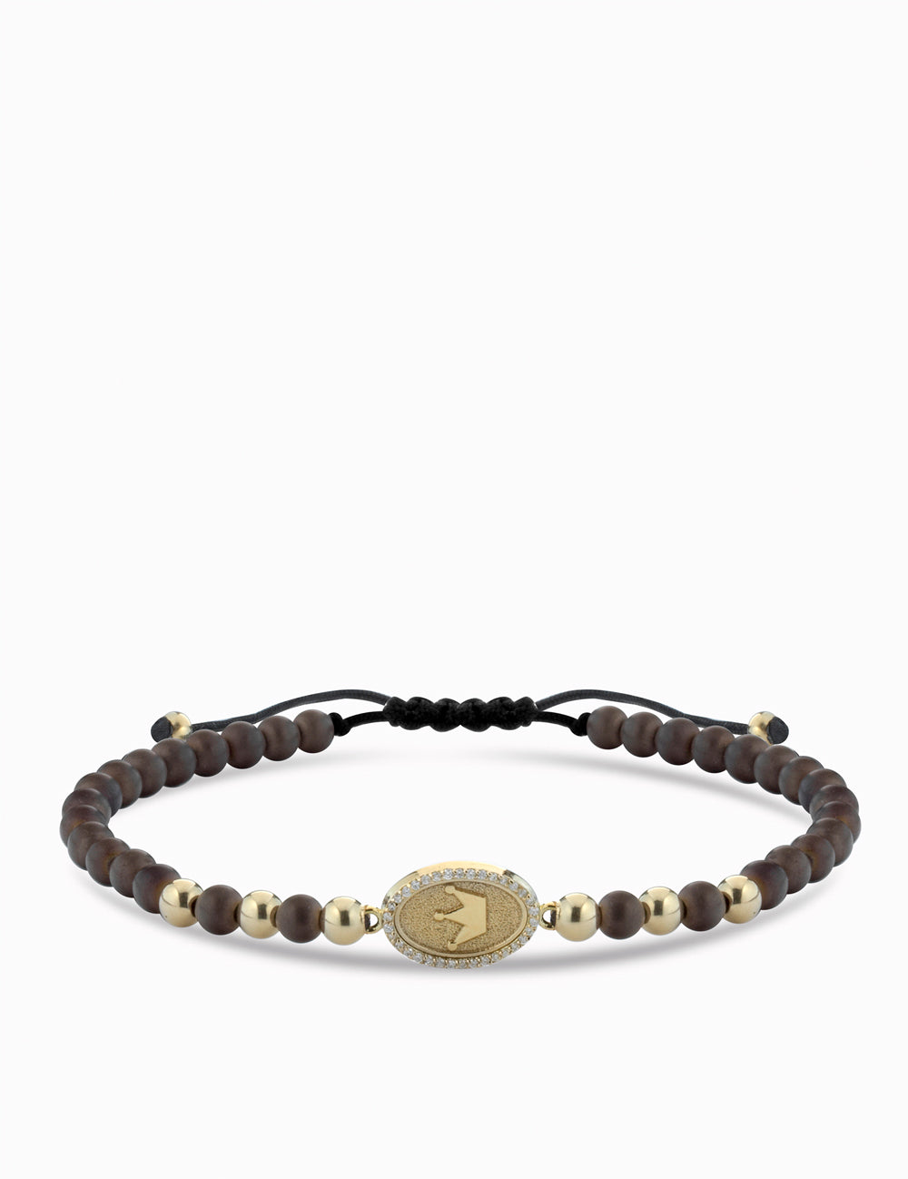 bracciale con corona in oro giallo onice e diamanti