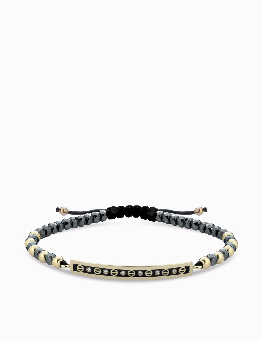 bracciale bacchetta smaltata in oro giallo con ematite e diamanti