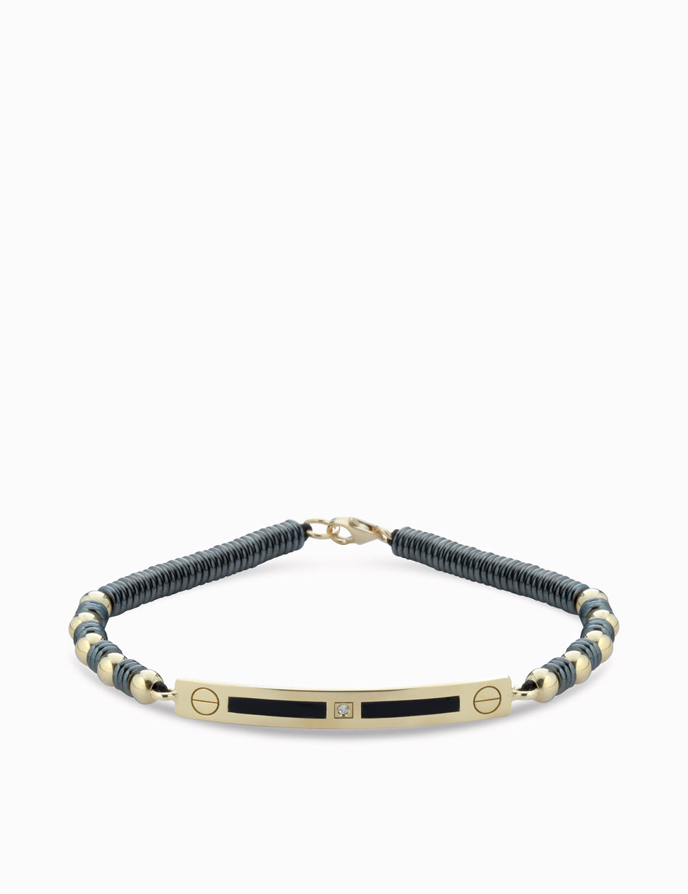 bracciale bacchetta smaltata in oro giallo con ematite e diamanti