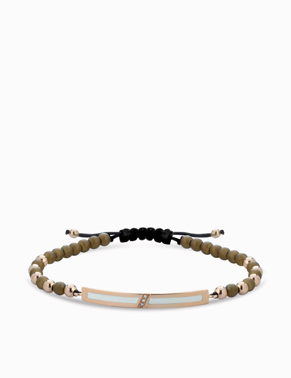 bracciale bacchetta smaltata in oro rosa con onice e diamanti